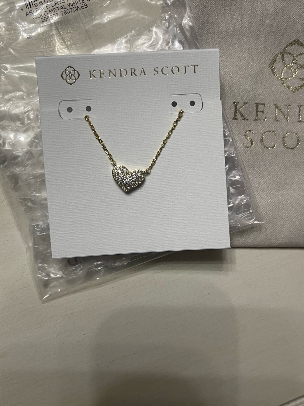 Kendra Scott Gold Heart Pavé Necklace - Crystal White